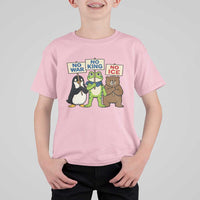 No Wars No Ice No Kings Animal Protest T Shirt For Kid Frog Penguin Bear Resist Human Rights Activist