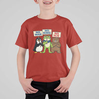 No Wars No Ice No Kings Animal Protest T Shirt For Kid Frog Penguin Bear Resist Human Rights Activist