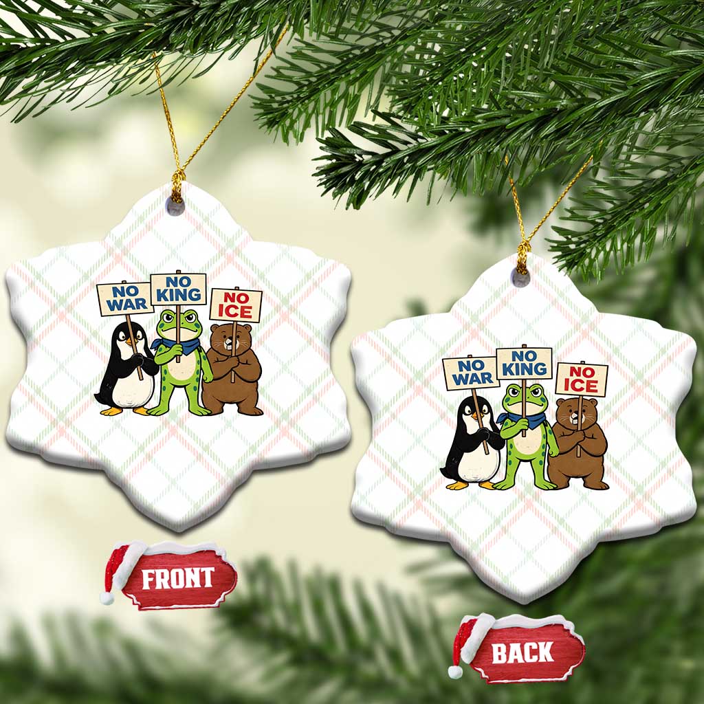 No Wars No Ice No Kings Animal Protest Ceramic Ornament Frog Penguin Bear Resist Human Rights Activist