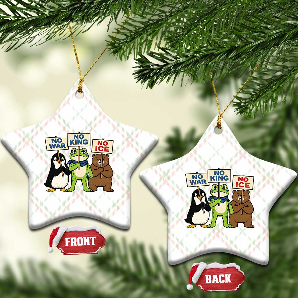 No Wars No Ice No Kings Animal Protest Ceramic Ornament Frog Penguin Bear Resist Human Rights Activist