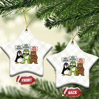 No Wars No Ice No Kings Animal Protest Ceramic Ornament Frog Penguin Bear Resist Human Rights Activist