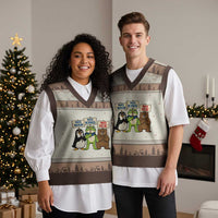 No Wars No Ice No Kings Animal Protest V-Neck Knit Sweater Vest Frog Penguin Bear Resist Human Rights Activist