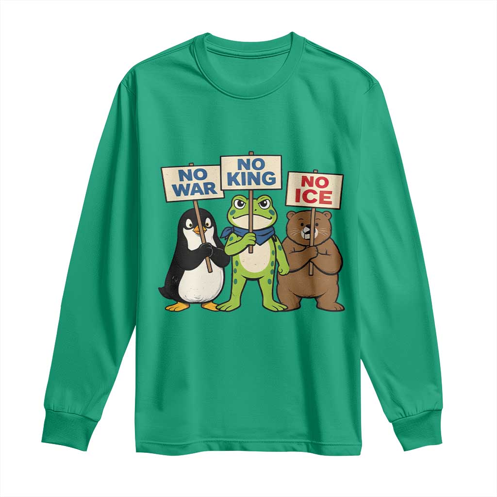 No Wars No Ice No Kings Animal Protest Long Sleeve Shirt Frog Penguin Bear Resist Human Rights Activist