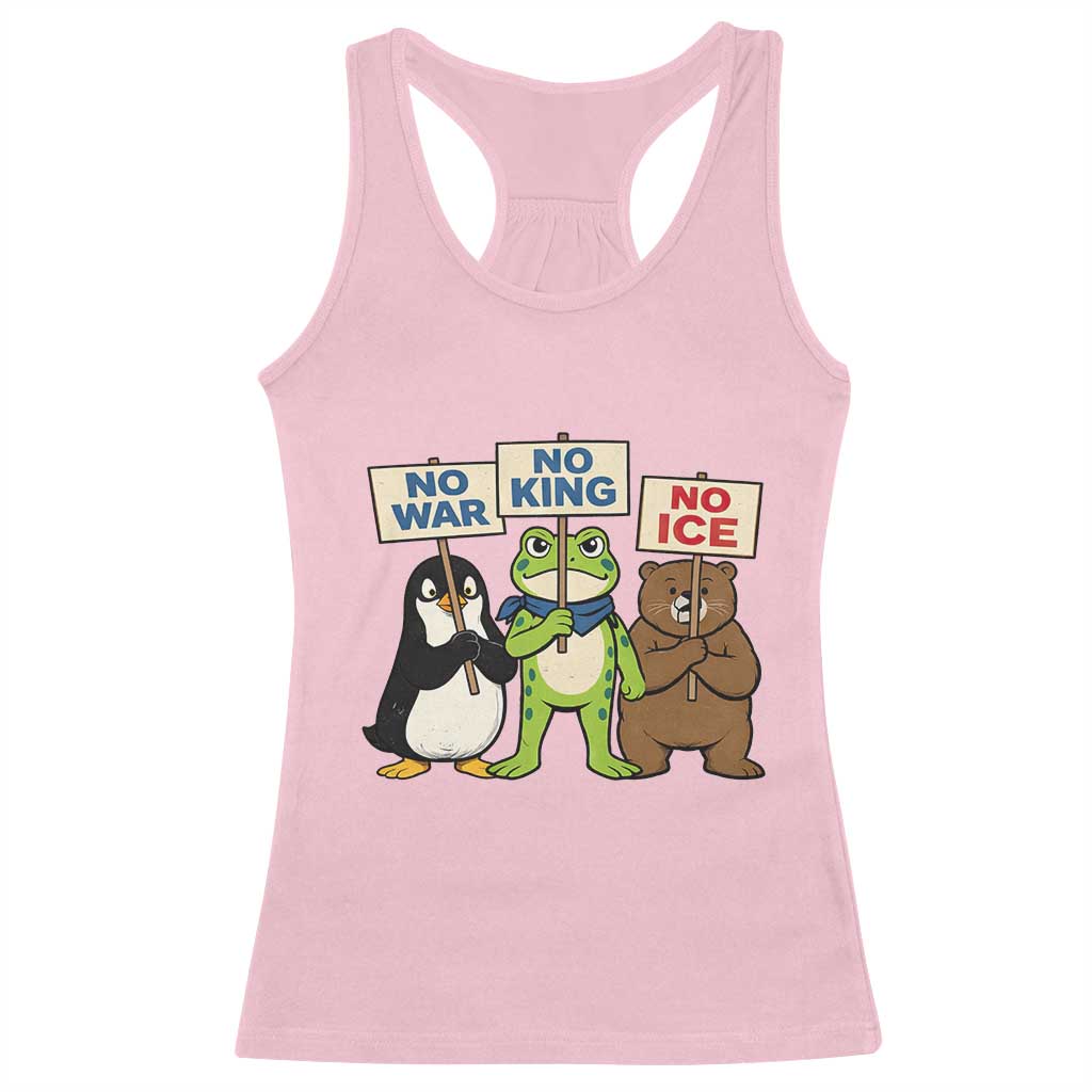 No Wars No Ice No Kings Animal Protest Racerback Tank Top Frog Penguin Bear Resist Human Rights Activist