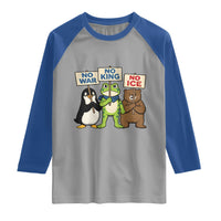 No Wars No Ice No Kings Animal Protest Raglan Shirt Frog Penguin Bear Resist Human Rights Activist