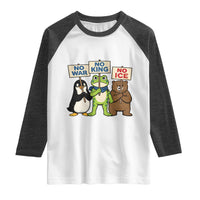 No Wars No Ice No Kings Animal Protest Raglan Shirt Frog Penguin Bear Resist Human Rights Activist