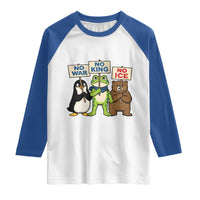 No Wars No Ice No Kings Animal Protest Raglan Shirt Frog Penguin Bear Resist Human Rights Activist