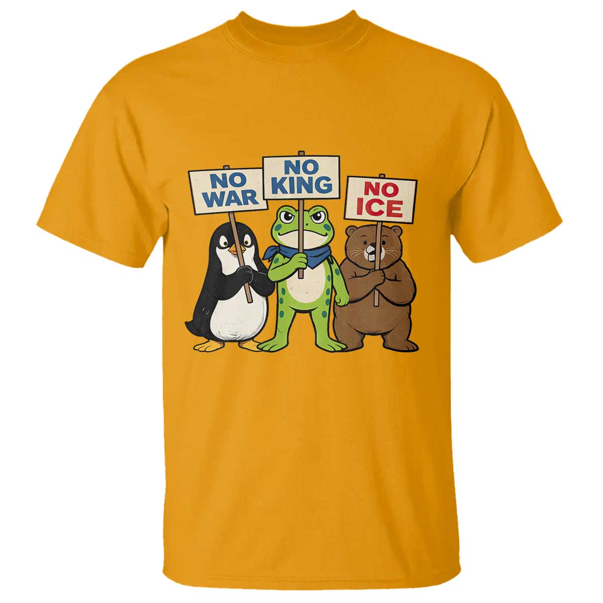 No Wars No Ice No Kings Animal Protest T Shirt Frog Penguin Bear Resist Human Rights Activist