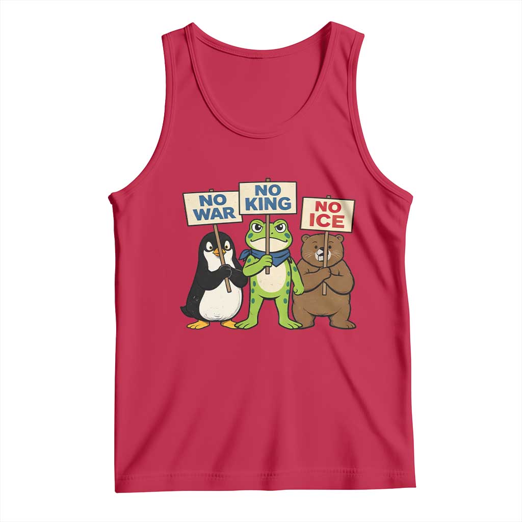 No Wars No Ice No Kings Animal Protest Tank Top Frog Penguin Bear Resist Human Rights Activist