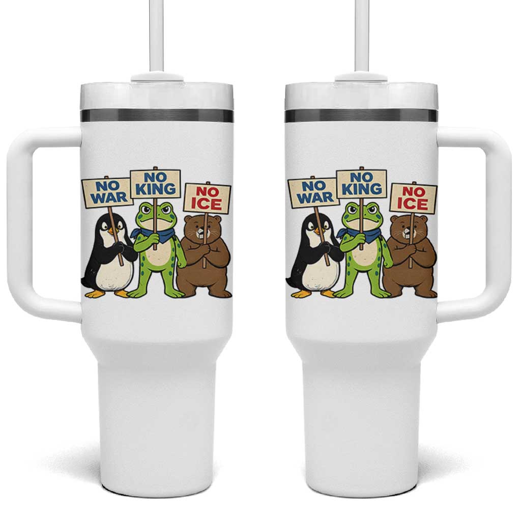 No Wars No Ice No Kings Animal Protest Tumbler With Handle Frog Penguin Bear Resist Human Rights Activist