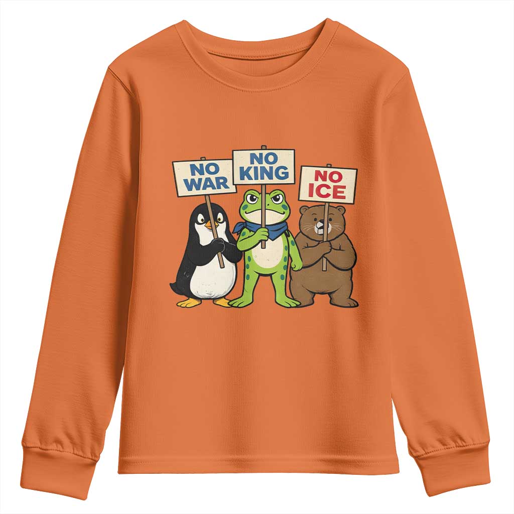 No Wars No Ice No Kings Animal Protest Youth Sweatshirt Frog Penguin Bear Resist Human Rights Activist