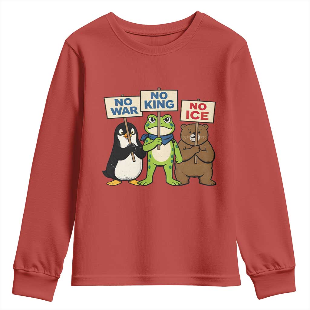 No Wars No Ice No Kings Animal Protest Youth Sweatshirt Frog Penguin Bear Resist Human Rights Activist