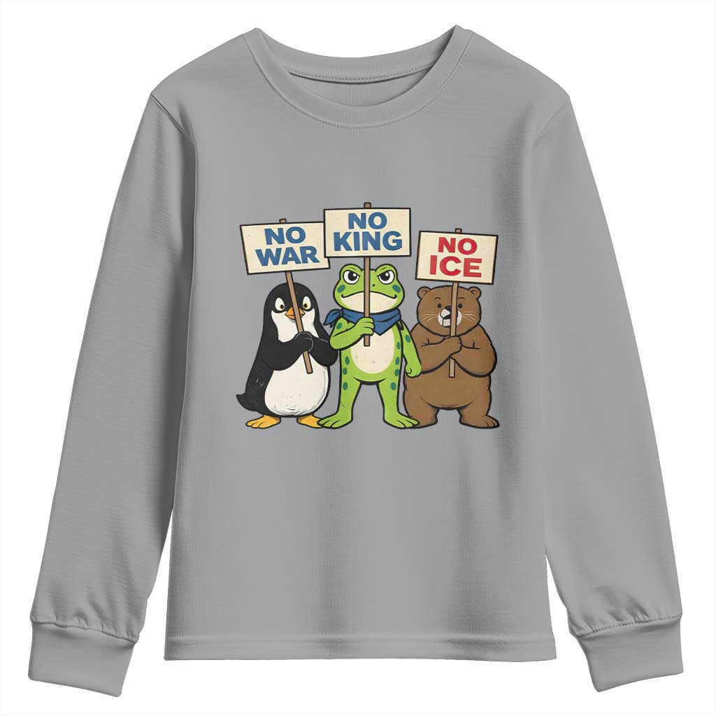 No Wars No Ice No Kings Animal Protest Youth Sweatshirt Frog Penguin Bear Resist Human Rights Activist