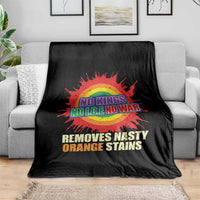 No Wars No Ice No Kings Retro Rainbow Throw Blanket Remove Nasty Orange Stains Protest Political Satire