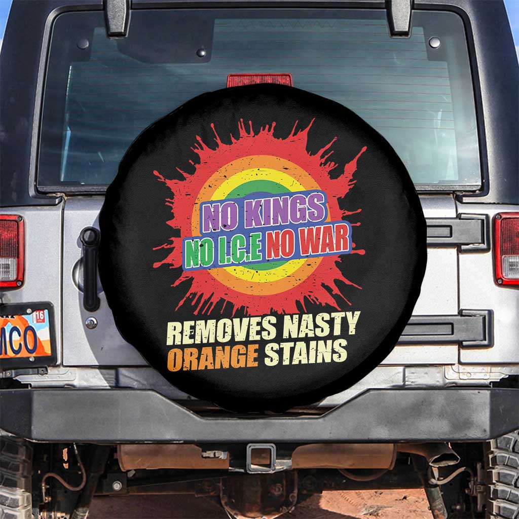 No Wars No Ice No Kings Retro Rainbow Spare Tire Cover Remove Nasty Orange Stains Protest Political Satire