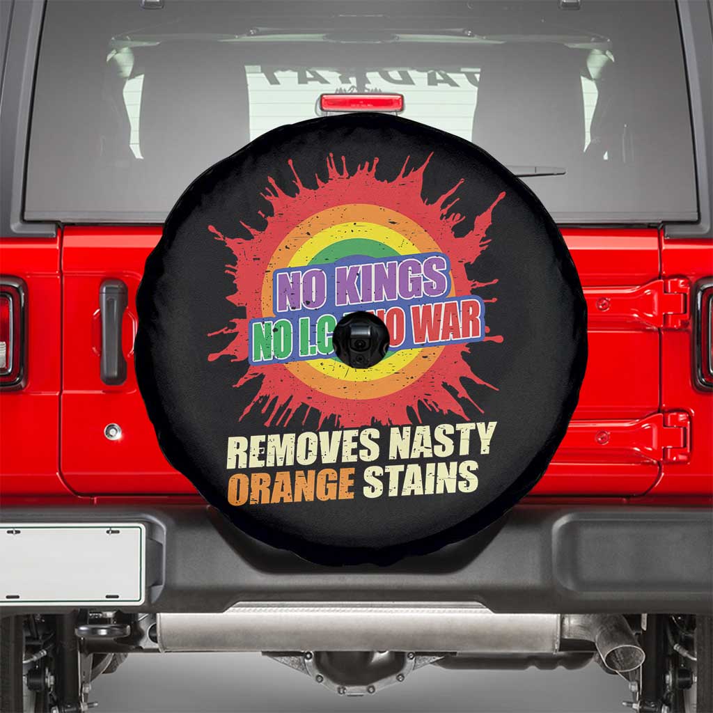 No Wars No Ice No Kings Retro Rainbow Spare Tire Cover Remove Nasty Orange Stains Protest Political Satire
