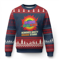 No Wars No Ice No Kings Retro Rainbow Ugly Christmas Sweater Remove Nasty Orange Stains Protest Political Satire