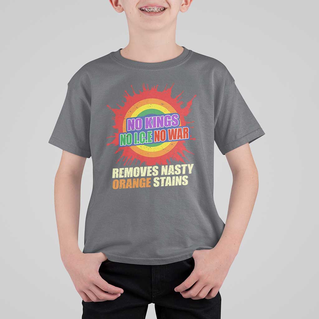 No Wars No Ice No Kings Retro Rainbow T Shirt For Kid Remove Nasty Orange Stains Protest Political Satire