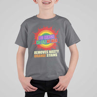 No Wars No Ice No Kings Retro Rainbow T Shirt For Kid Remove Nasty Orange Stains Protest Political Satire
