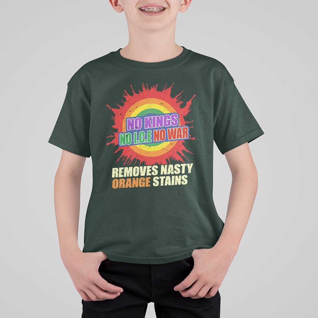 No Wars No Ice No Kings Retro Rainbow T Shirt For Kid Remove Nasty Orange Stains Protest Political Satire