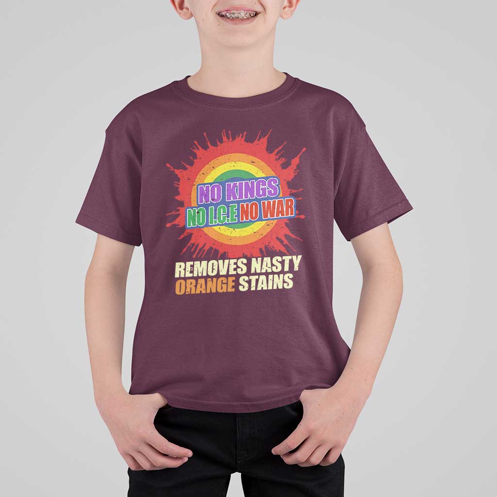 No Wars No Ice No Kings Retro Rainbow T Shirt For Kid Remove Nasty Orange Stains Protest Political Satire