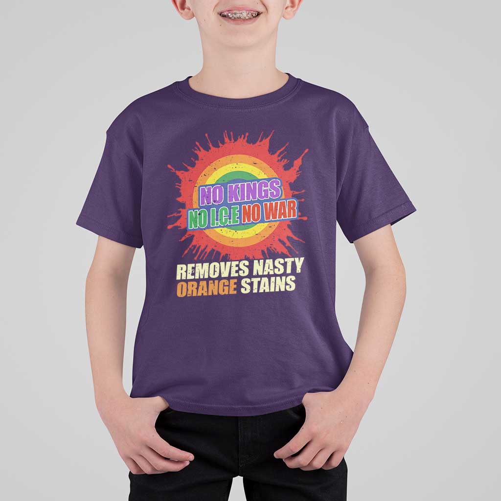 No Wars No Ice No Kings Retro Rainbow T Shirt For Kid Remove Nasty Orange Stains Protest Political Satire