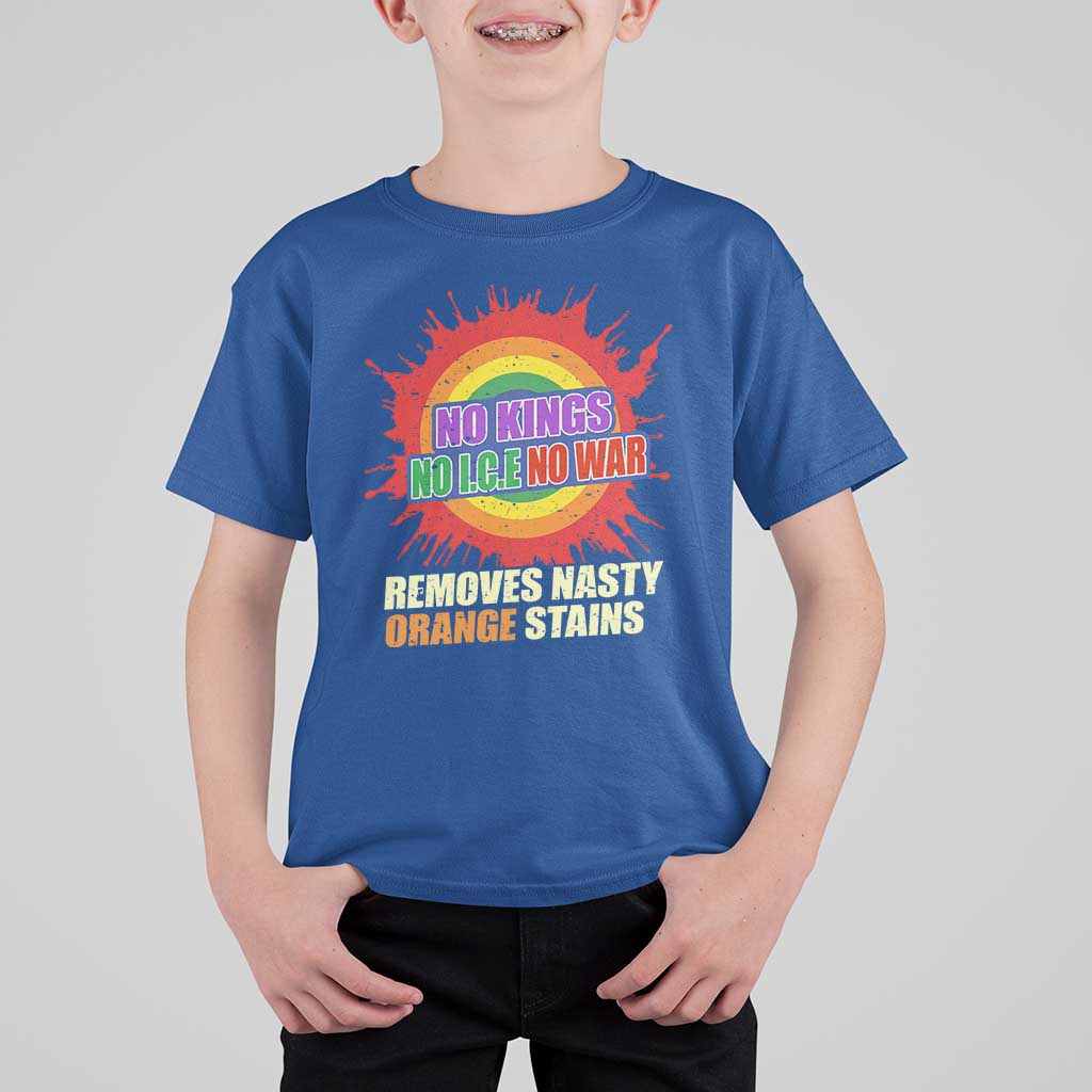 No Wars No Ice No Kings Retro Rainbow T Shirt For Kid Remove Nasty Orange Stains Protest Political Satire