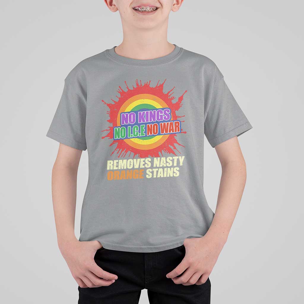 No Wars No Ice No Kings Retro Rainbow T Shirt For Kid Remove Nasty Orange Stains Protest Political Satire