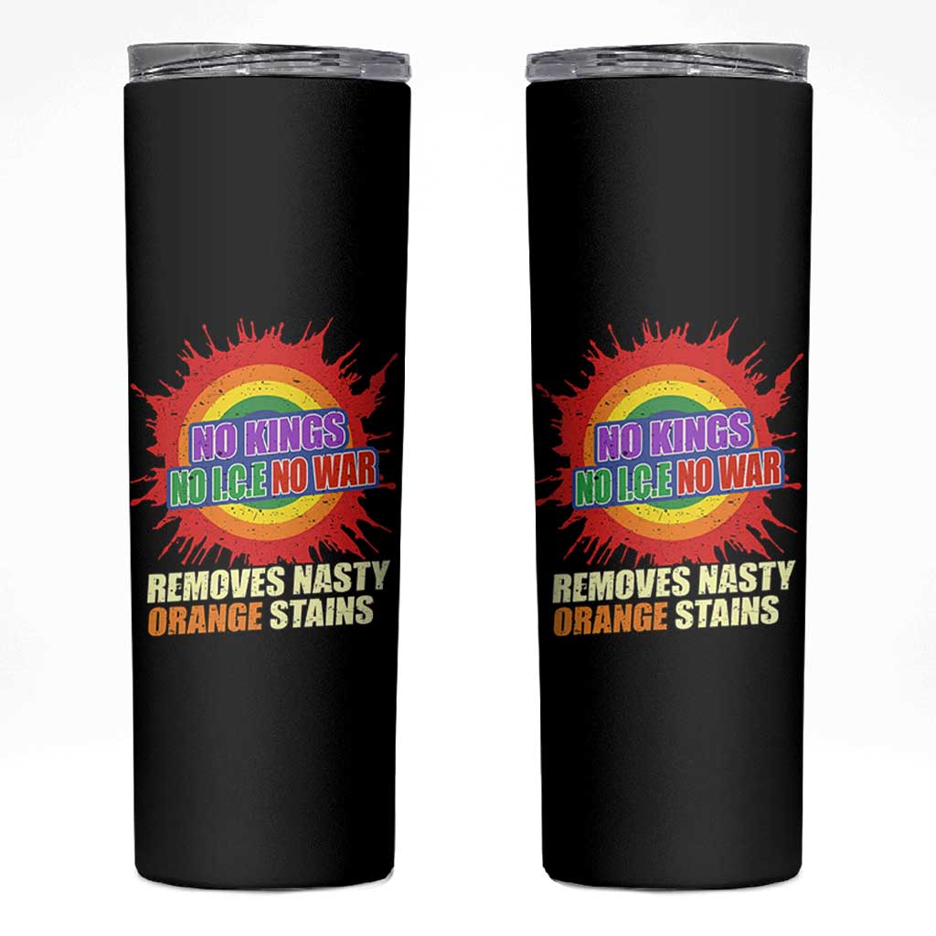 No Wars No Ice No Kings Retro Rainbow Skinny Tumbler Remove Nasty Orange Stains Protest Political Satire