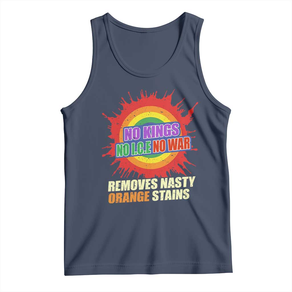 No Wars No Ice No Kings Retro Rainbow Tank Top Remove Nasty Orange Stains Protest Political Satire