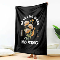 No Wars No ICE No Kings Floral Vintage Throw Blanket Retro Flower Peaceful Protest Statement