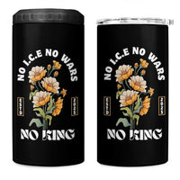 No Wars No ICE No Kings Floral Vintage 4 in 1 Can Cooler Tumbler Retro Flower Peaceful Protest Statement
