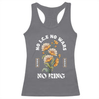 No Wars No ICE No Kings Floral Vintage Racerback Tank Top Retro Flower Peaceful Protest Statement
