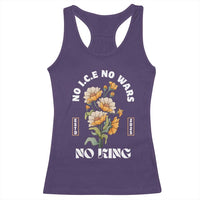 No Wars No ICE No Kings Floral Vintage Racerback Tank Top Retro Flower Peaceful Protest Statement