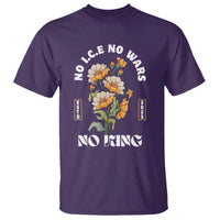 No Wars No ICE No Kings Floral Vintage T Shirt Retro Flower Peaceful Protest Statement