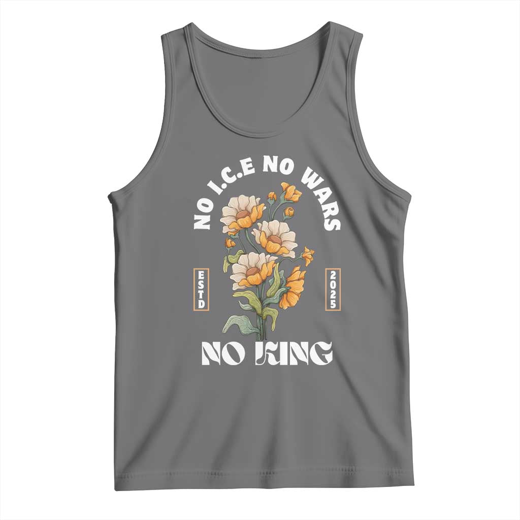 No Wars No ICE No Kings Floral Vintage Tank Top Retro Flower Peaceful Protest Statement