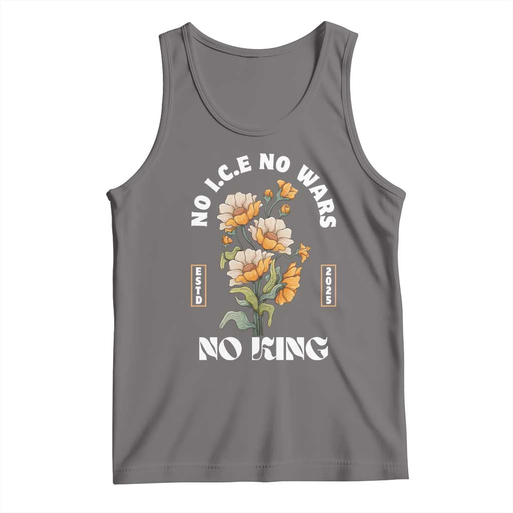 No Wars No ICE No Kings Floral Vintage Tank Top Retro Flower Peaceful Protest Statement