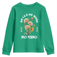 No Wars No ICE No Kings Floral Vintage Youth Sweatshirt Retro Flower Peaceful Protest Statement