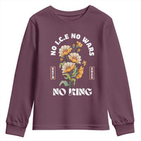 No Wars No ICE No Kings Floral Vintage Youth Sweatshirt Retro Flower Peaceful Protest Statement