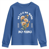 No Wars No ICE No Kings Floral Vintage Youth Sweatshirt Retro Flower Peaceful Protest Statement