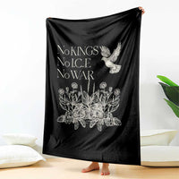 No Wars No Ice No Kings Botanical Dove Throw Blanket Peace Symbol Anti War Human Rights Protest