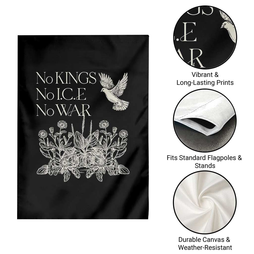 No Wars No Ice No Kings Botanical Dove Garden Flag Peace Symbol Anti War Human Rights Protest