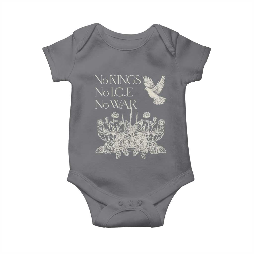 No Wars No Ice No Kings Botanical Dove Baby Onesie Peace Symbol Anti War Human Rights Protest