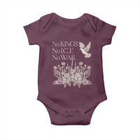 No Wars No Ice No Kings Botanical Dove Baby Onesie Peace Symbol Anti War Human Rights Protest