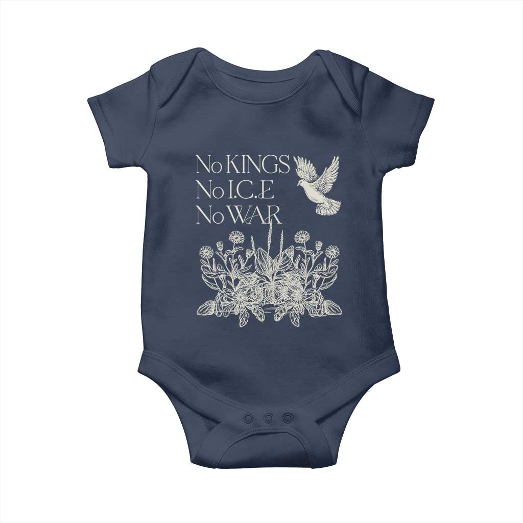 No Wars No Ice No Kings Botanical Dove Baby Onesie Peace Symbol Anti War Human Rights Protest