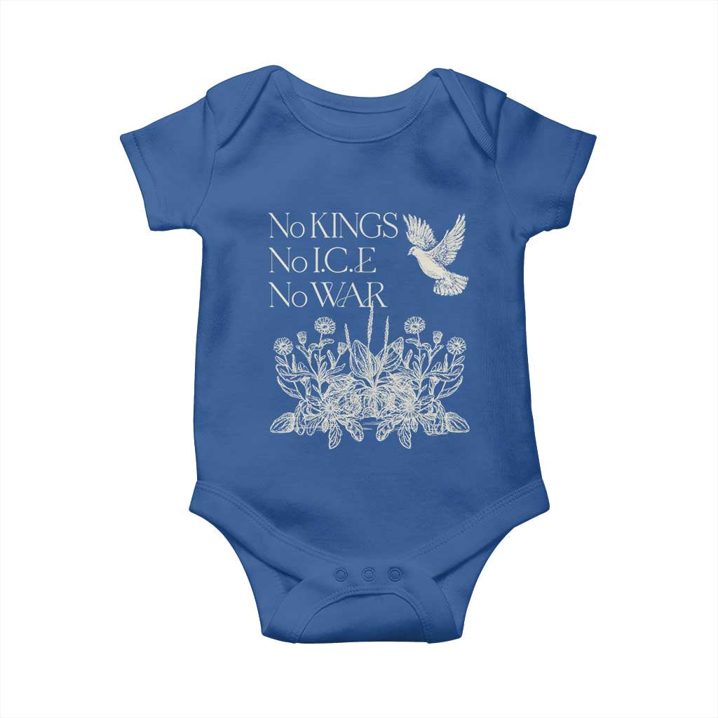 No Wars No Ice No Kings Botanical Dove Baby Onesie Peace Symbol Anti War Human Rights Protest