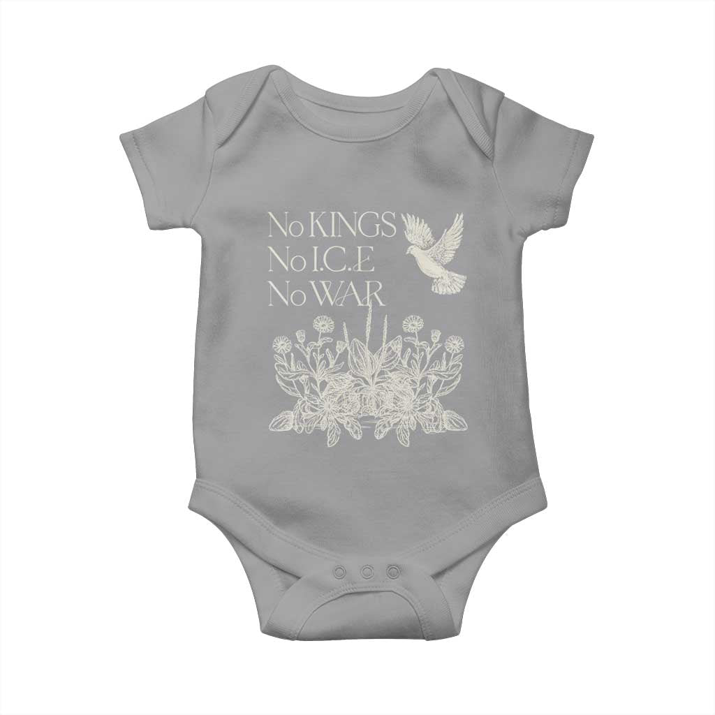 No Wars No Ice No Kings Botanical Dove Baby Onesie Peace Symbol Anti War Human Rights Protest