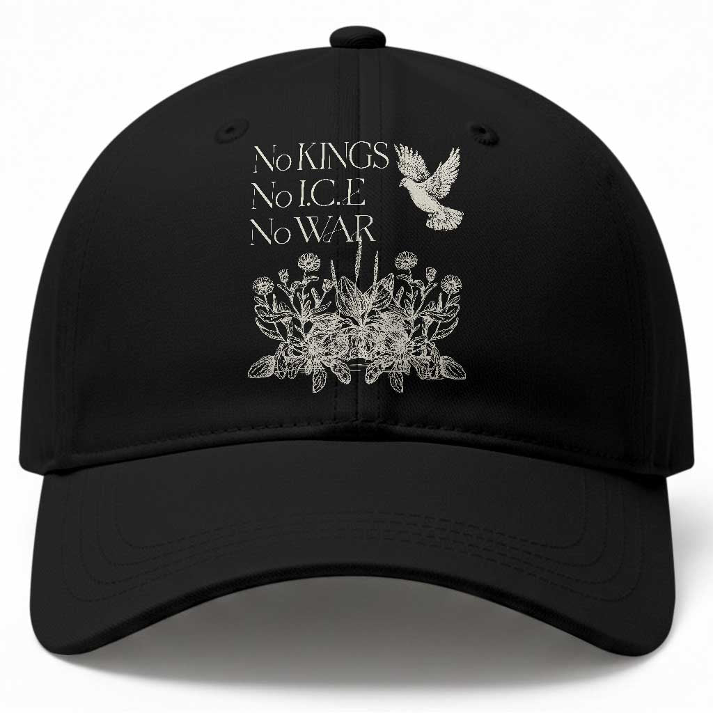 No Wars No Ice No Kings Botanical Dove Baseball Cap Peace Symbol Anti War Human Rights Protest