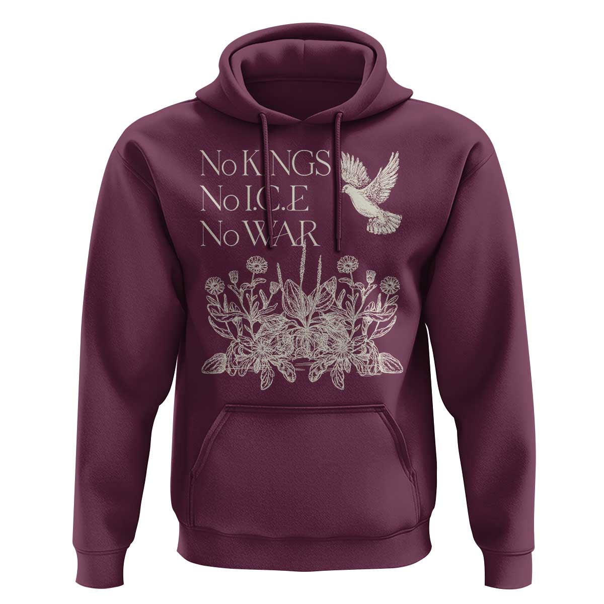 No Wars No Ice No Kings Botanical Dove Hoodie Peace Symbol Anti War Human Rights Protest