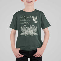 No Wars No Ice No Kings Botanical Dove T Shirt For Kid Peace Symbol Anti War Human Rights Protest